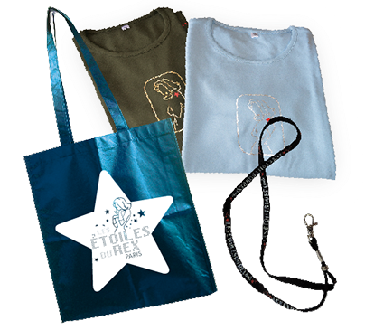 t-shirt, sac, tour de cou étoiles du rex