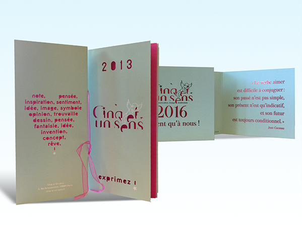 carte de voeux et carnet cinq et un sens